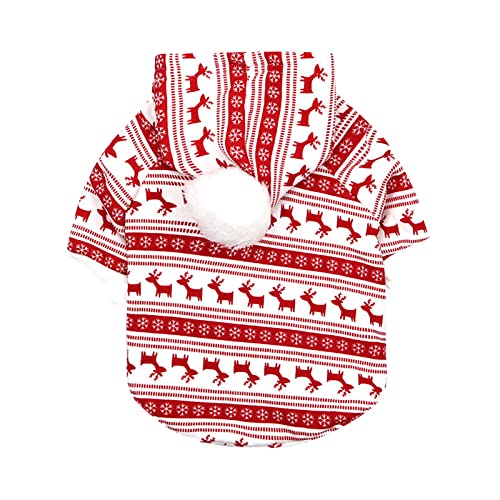Fycakly Weihnachten Haustier Pullover Winter Haustier Kostüme Outfits Welpen Sweatshirt Pullover Kleidung für kleine mittelgroße Haustiere Tierjacke tragen (Red, L) von Fycakly