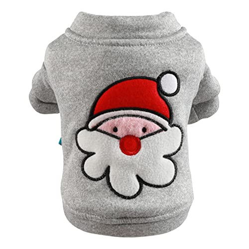 Fycakly Weihnachtsmode-Haustier-Sweatshirt Gepolstertes warmes bärtiges Weihnachtssankt-Sweatshirt Hundepullover täglich (Grey, XS) von Fycakly