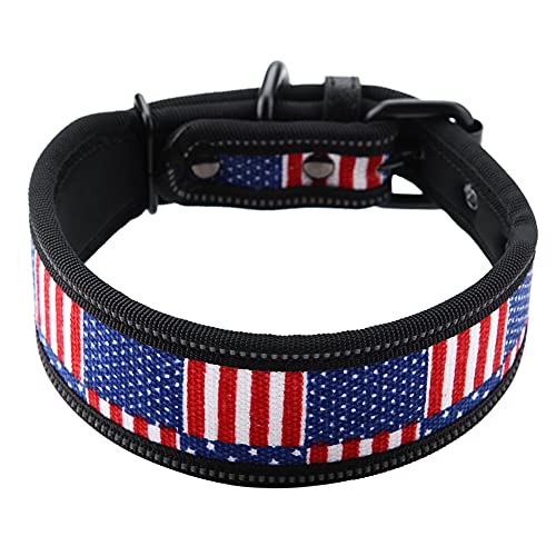 Fydun Nylon-Hundehalsband mit Verstellbarer Reflektierender Schnalle und Weicher Polsterung, Marineblaue Blumen, S, für Familien (L) von Fydun