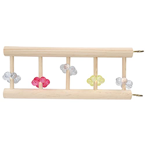 Fydun -Papageien Käfig Hanging Holzleiter Vogelklettern Leiter Ornamente mit Dekoration Perlenblume27x10 cm für Familien (Fydunagewq3hiy7-11) von Fydun