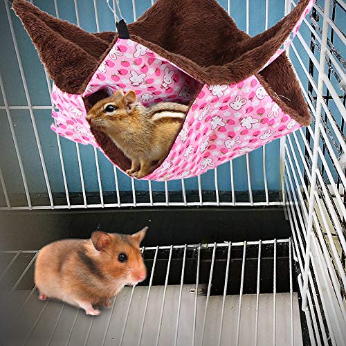 Fydun Pink Rabbit Doppelschicht-Zwischenschicht, Warme Hängematte, Hängebett, Schlafsack für Eichhörnchen, Kleine Haustiere, für Familien (kleine Größe) von Fydun