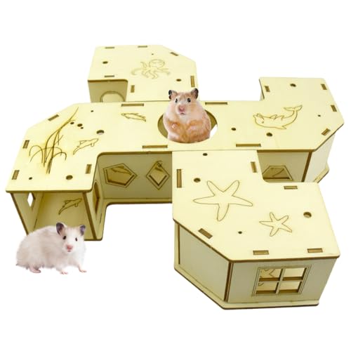 Fyrdyn Hamsterröhren - Kleintier Tunnel Zubehör Für Hamster - Holz Interaktives Spielzeug Spielplatz für Kleintiere Kaninchen Frettchen Maus Training Beschäftigung von Fyrdyn