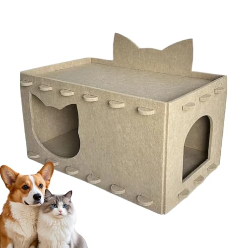 Fyrdyn Katzen Kratz Haus | Katzenhöhle Filz Bett Für Kitten | Zweischichtiges Puzzle-System Mit Kratzfunktion Für Zuhause, Wohnung & Camping von Fyrdyn
