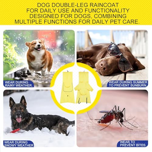 Fyrdyn Regenmantel Für Hunde - Haustier Schutzbekleidung Mit Zughaken-Öffnung Und Reflexstreifen - Einstellbarer Poncho Für Ausflüge Wanderungen Bei Regen Für mittelgroße bis große Hunde von Fyrdyn