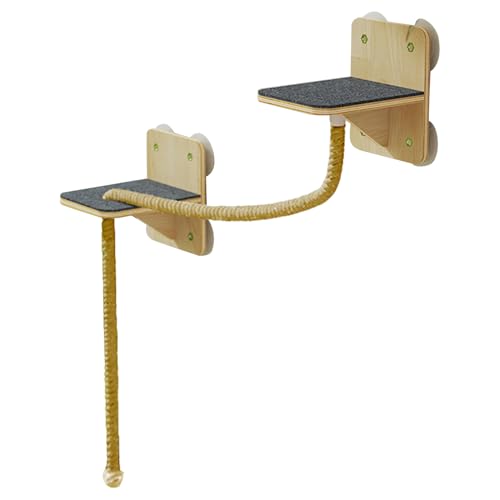 Fyrdyn Wandmontiertes Katzenkletterregal - Indoor Wandmontierter Kletterbaum Für Katzen | Natürliche Klettertürme Spielbereich Treppen Für Indoor Spiel von Fyrdyn
