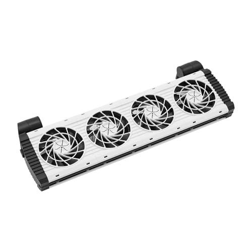 4 Kopf Aquarium Wasserkühler 1.9W×4 Aquarium Lüfter 6 Gänge Einstellbarer Aquarium Kühlventilator Geeignet für die Innenkühlung von Süß- und Salzwasseraquarien oder Kleintierhäusern (Schwarz+Weiß) von Fyssnn