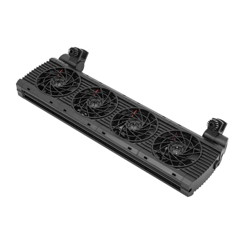 Fyssnn 4 Kopf Aquarium Wasserkühler 1.9W×4 Aquarium Lüfter 6 Gänge Einstellbarer Aquarium Kühlventilator Geeignet für die Innenkühlung von Süß- und Salzwasseraquarien oder Kleintierhäusern (Schwarz) von Fyssnn