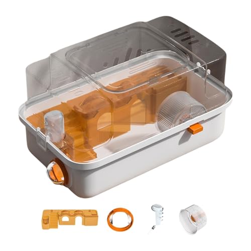 FytStycale Hamsterkäfig mit Zwei Ebenen und transparentem Deckel für kleine Tiere wie Meerschweinchen und Mäuse, Orange von FytStycale