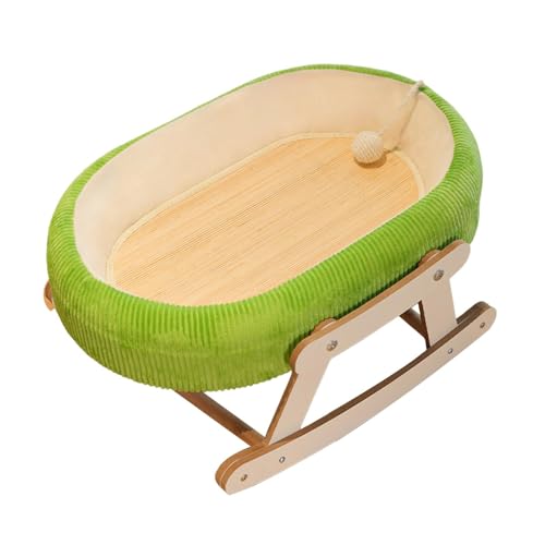 FytStycale Katzenbett Oval Schaukeldesign Atmungsaktive Bambusfaser Stabile Konstruktion für Drinnen Und Draußen, GrÜn von FytStycale