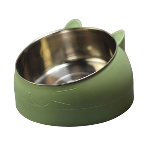 FytStycale Raised Cat Bowl Haustierschale Fressnapf Futternapf Futterschale Aus Pflegeleichtem Edelstahl Und PP Material mit Abnehmbarer Schale für Katzen Kleine, GrÜn von FytStycale