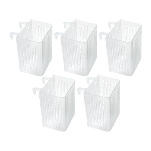 Fzaqwen 5 Stück Aquarium Pflanzenhalter Wasserpflanzen Halter Korb Effiziente Tassen Töpfe mit Haken für Die Wasserfütterung, Klar von Fzaqwen