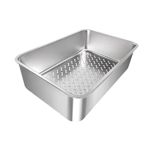 Fzaqwen Edelstahl Katzentoilette Haustier Toilette Anti Spritzwasser Open Top Würfe Pan Katze Fzaqwen Edelstahl Katzentoilette Haustier Toilette Anti Spritzwasser Open Top Würfe Pan Katze von Fzaqwen
