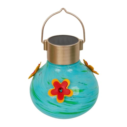 Fzaqwen Hängende Futterstation mit Solarlicht, aus mundgeblasenem Glas, Blau von Fzaqwen