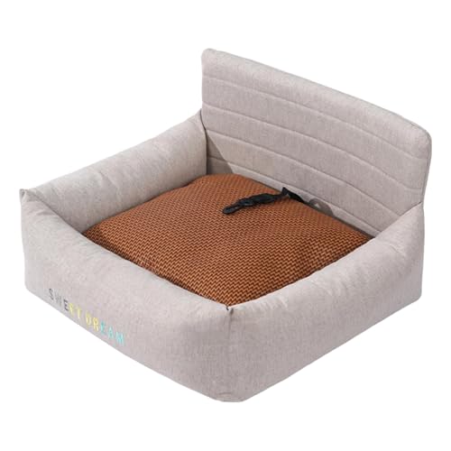 Fzaqwen Hunde Autositz, Haustier Schlafsofa, Leinenclip, Kratzfest, Katzen Autokissen, Sitzerhöhung für Kleine Hunde, Beige von Fzaqwen
