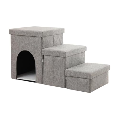 Fzaqwen Hundetreppe, 3 Stufige, Faltbare Haustiertreppe mit Stauraum, Wohnung für Welpen, Hohes Bett Fzaqwen Hundetreppe, 3 Stufige, Faltbare Haustiertreppe mit Stauraum, Wohnung für Welpen, Hohes Bett von Fzaqwen