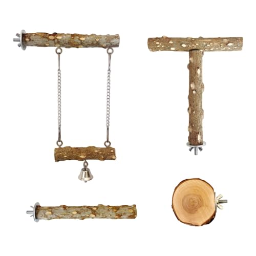 Fzaqwen Käfig Papagei Barsch 4 Pcs Holz Hängen Spielzeug für Nymphensittiche Hängematte Lovebirds Fzaqwen Käfig Papagei Barsch 4 Pcs Holz Hängen Spielzeug für Nymphensittiche Hängematte Lovebirds von Fzaqwen
