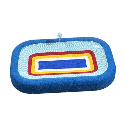 Fzaqwen Katzen Kratzbrett Kartonbett Kratzmatte Kratzspielzeug Katzenbett Oval mit Ball aus Kraftpapierseil Schaumstoff Samt für Zuhause von Fzaqwen