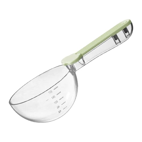 Fzaqwen Katzenfutter Fütterungswerkzeug für Haustiere, Multifunktional, Transparent, Ergonomischer Griff, Messbecher für Tiernahrung mit Verschlussclip, GrÜn von Fzaqwen