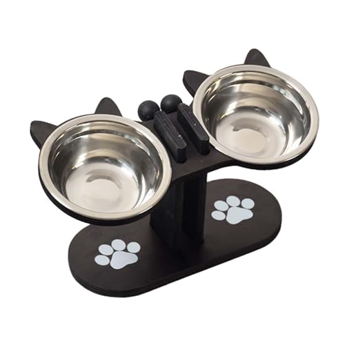 Fzaqwen Katzenfutterspender, Erhöhter Futterspender für Haustiere, Praktisch, Bequem, mit Ständer, Erhöhter Katzenfutterspender, für Futter Und Wasser, Schwarz Fzaqwen Katzenfutterspender, Erhöhter Futterspender für Haustiere, Praktisch, Bequem, mit Ständer, Erhöhter Katzenfutterspender, für Futter Und Wasser, Schwarz von Fzaqwen