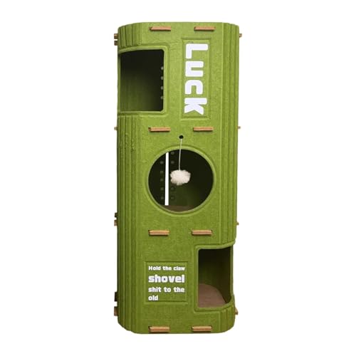 Fzaqwen Katzenhaus, Katzenbaum, Unterschlupf, Kratzfest, Versteck, Hütte, Kratzbaum für Kätzchen mit Hängendem Ballspielzeug für Mehrere Spielende Katzen, Grün, 3 Ebenen Fzaqwen Katzenhaus, Katzenbaum, Unterschlupf, Kratzfest, Versteck, Hütte, Kratzbaum für Kätzchen mit Hängendem Ballspielzeug für Mehrere Spielende Katzen, Grün, 3 Ebenen von Fzaqwen
