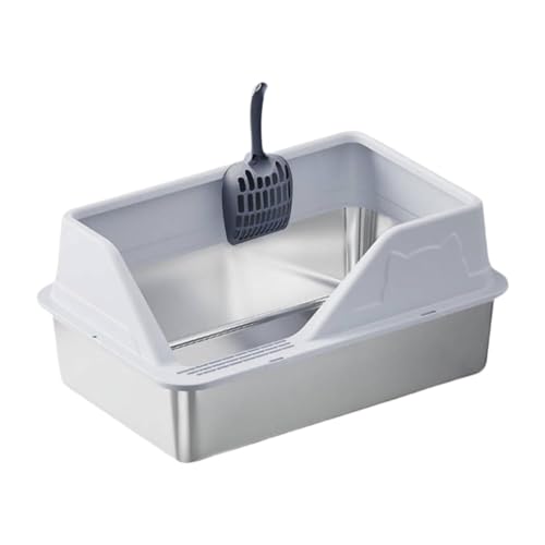 Fzaqwen Katzentoilette Aus Edelstahl mit Hohen Seitenwänden Und Schaufel, Hellgrau Fzaqwen Katzentoilette Aus Edelstahl mit Hohen Seitenwänden Und Schaufel, Hellgrau von Fzaqwen