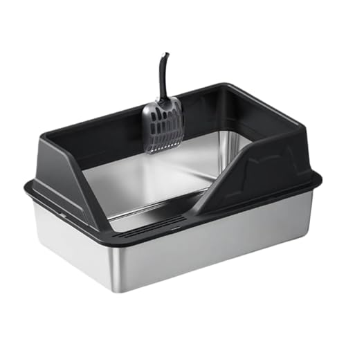 Fzaqwen Katzentoilette Aus Edelstahl mit Hohen Seitenwänden Und Schaufel, Schwarz Fzaqwen Katzentoilette Aus Edelstahl mit Hohen Seitenwänden Und Schaufel, Schwarz von Fzaqwen