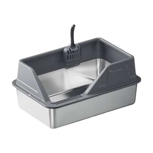 Fzaqwen Katzentoilette Aus Edelstahl mit Hohen Seitenwänden Und Schaufel, Tiefgrau Fzaqwen Katzentoilette Aus Edelstahl mit Hohen Seitenwänden Und Schaufel, Tiefgrau von Fzaqwen