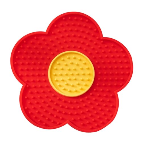 Fzaqwen Leckmatte für Hunde Und Katzen, Slow Feeder für Hunde, Erdnussbutter Pad, Bereicherungsspielzeug, Leckmatte mit, Rot von Fzaqwen