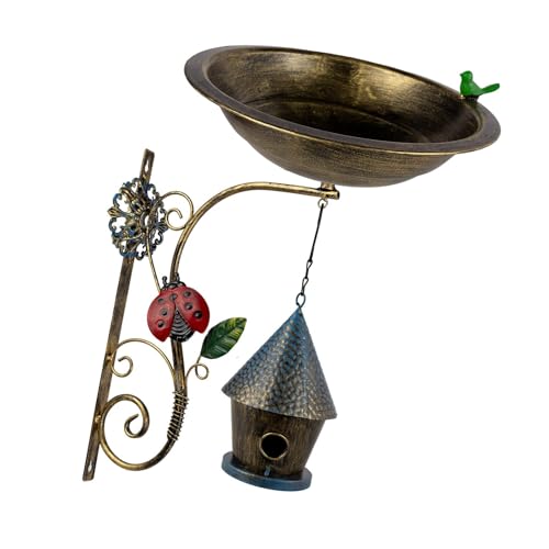 Fzaqwen Vogelbad Wandhalterung mit Vogelhaus Gartenbedarf Dekoration Vogelbad von Fzaqwen