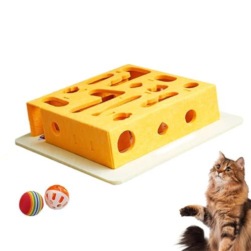 Katzen-Intelligenz-Labyrinth-Box, Katzen-Puzzle-Box, Süßes Interaktives Katzenspielzeug mit Glöckchen Und Regenbogenbällen, Filz-Labyrinth-Spielbereicherungsspielzeug für Den Innenbereich(1pc) von Fzysjve