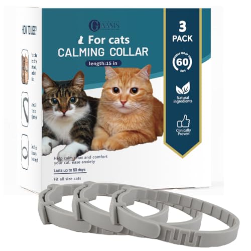 Beruhigendes Halsband für Katzen, 3 Stück, effiziente Linderung von Angstzuständen, Stress – 60 Tage lang anhaltendes Katzen-Pheromon-Halsband und beruhigendes Katzenhalsband für Angst GAAMS von GAAMS