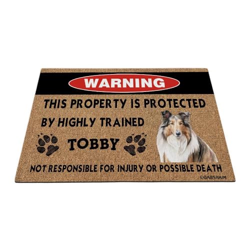 GABSHAIM Collie Welcome Fußmatte mit lustigem Aquarell-Hunde-Warnhinweis, personalisierbar, dieses Eigentum wird durch eine gut ausgebildete Bodenmatte geschützt, 89,9 x 60,9 cm GABSHAIM Collie Welcome Fußmatte mit lustigem Aquarell-Hunde-Warnhinweis, personalisierbar, dieses Eigentum wird durch eine gut ausgebildete Bodenmatte geschützt, 89,9 x 60,9 cm von GABSHAIM