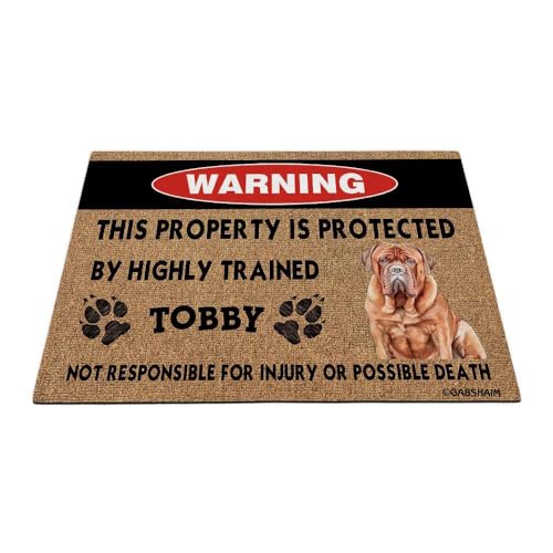 GABSHAIM Dogue de Bordeaux Fußmatte mit lustigem Aquarell-Motiv, personalisierbar, dieses Eigentum wird durch eine gut ausgebildete Bodenmatte geschützt, 60 x 40 cm GABSHAIM Dogue de Bordeaux Fußmatte mit lustigem Aquarell-Motiv, personalisierbar, dieses Eigentum wird durch eine gut ausgebildete Bodenmatte geschützt, 60 x 40 cm von GABSHAIM