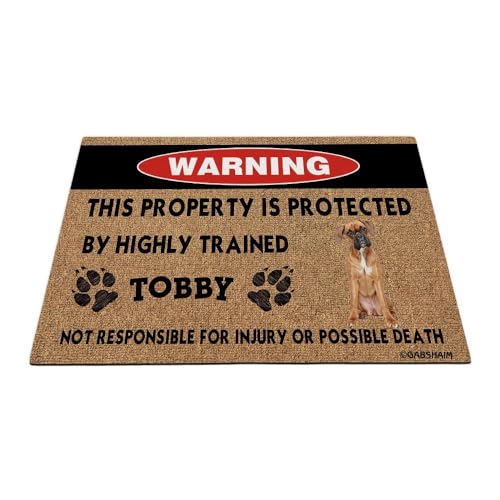 GABSHAIM Lustige Fußmatte mit Aufschrift "This Property is Protected by Highly Trained Dog", Fußmatte für Hundeliebhaber, 60 x 40 cm von GABSHAIM