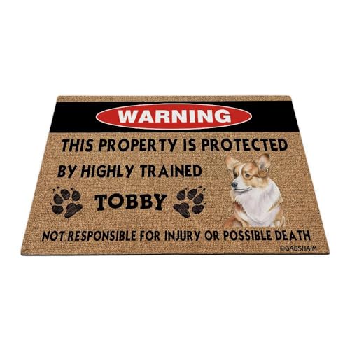 GABSHAIM Welsh Corgi Fußmatte mit lustigem Aquarell, Hundewarnung, personalisierbar, dieses Eigentum wird durch eine gut ausgebildete Bodenmatte geschützt, 60 x 40 cm GABSHAIM Welsh Corgi Fußmatte mit lustigem Aquarell, Hundewarnung, personalisierbar, dieses Eigentum wird durch eine gut ausgebildete Bodenmatte geschützt, 60 x 40 cm von GABSHAIM