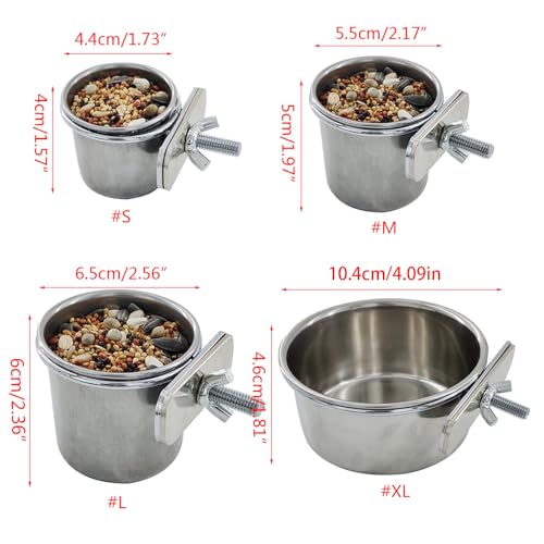 GADAW Edelstahl Papageien Futterspender Mit Klemmhalter Für Nymphensittiche Sittiche Wellensittiche Sittiche Papageien Fütterungs Trinkbecher GADAW Edelstahl Papageien Futterspender Mit Klemmhalter Für Nymphensittiche Sittiche Wellensittiche Sittiche Papageien Fütterungs Trinkbecher von GADAW