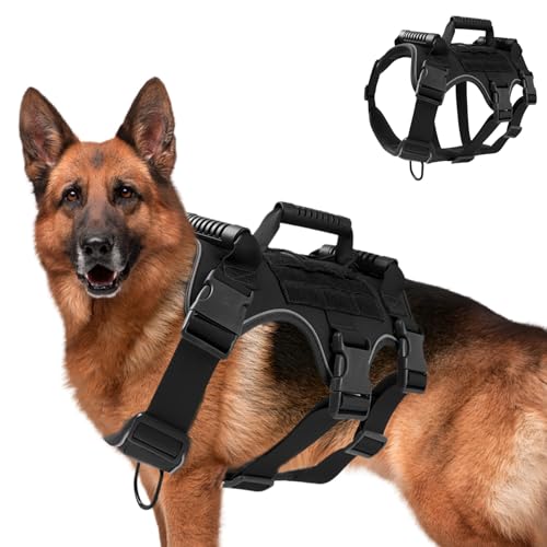 GAESHOW Taktisches Hundegeschirr mit Griff, Verstellbare Sicherheitsgeschirr, No Pull Hundegeschirr Grosse Hunde, Reflektierende Hundegeschirrweste für Mittelgroße Große Hunde (Schwarz, M) GAESHOW Taktisches Hundegeschirr mit Griff, Verstellbare Sicherheitsgeschirr, No Pull Hundegeschirr Grosse Hunde, Reflektierende Hundegeschirrweste für Mittelgroße Große Hunde (Schwarz, M) von GAESHOW