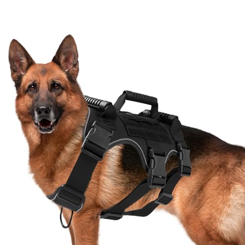GAESHOW Taktisches Hundegeschirr mit Griff, Verstellbare Sicherheitsgeschirr, No Pull Hundegeschirr Grosse Hunde, Reflektierende Hundegeschirrweste für Mittelgroße Große Hunde (Schwarz, L) GAESHOW Taktisches Hundegeschirr mit Griff, Verstellbare Sicherheitsgeschirr, No Pull Hundegeschirr Grosse Hunde, Reflektierende Hundegeschirrweste für Mittelgroße Große Hunde (Schwarz, L) von GAESHOW