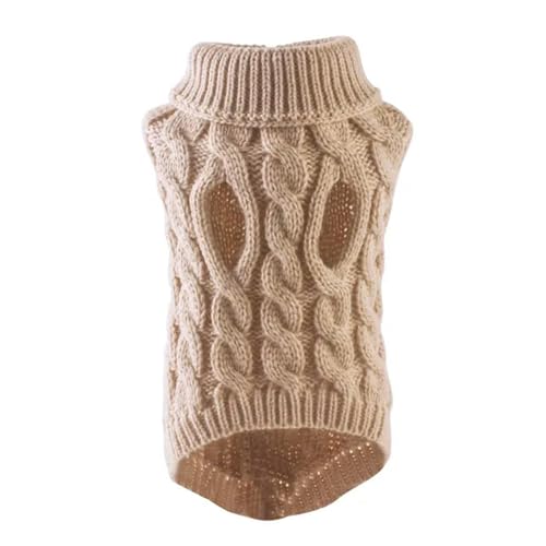 GAGALU Hunde-Kapuzenpullover für kleine und mittelgroße Hunde, Katzen, Kleidung, Winter, warm, Haustier, Rollkragen, Chihuahua, Weste, weicher Yorkie-Mantel, Teddyjacke, Beige, Größe M von GAGALU