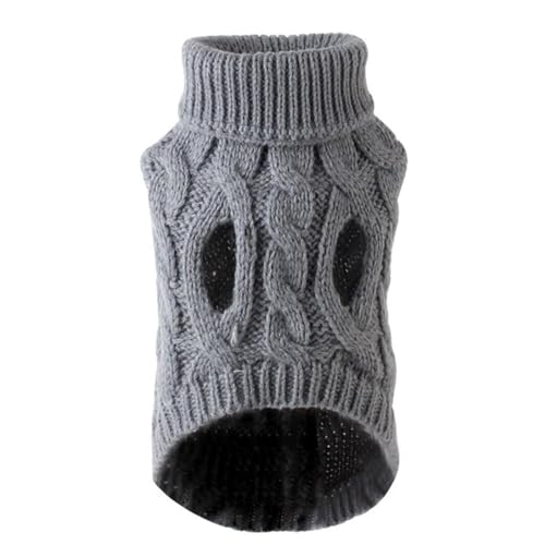 GAGALU Hunde-Kapuzenpullover für kleine und mittelgroße Hunde, Katzen, Kleidung, Winter, warm, Haustier, Rollkragen, Chihuahua, Weste, weicher Yorkie-Mantel, Teddyjacke, Grau, Größe L von GAGALU