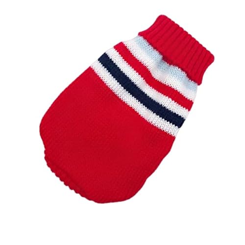 GAGALU Jersey de Perros Ropa De Perro De Invierno Ropa De Suéter De Navidad Cálido Ropa De Mascota-Raya Roja-Xs von GAGALU