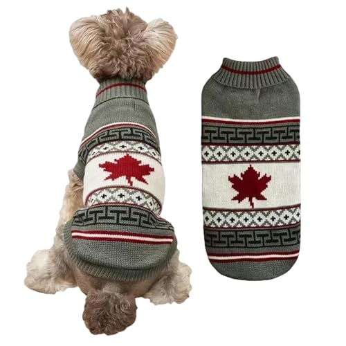 GAGALU Trikot de Perros Ropa De Perro De Invierno Ropa De Suéter De Navidad Cálido Ropa De Mascota-Hoja De Arce-Metro von GAGALU