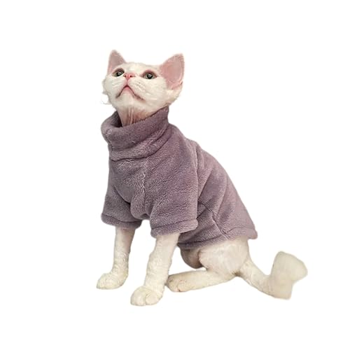 GAGALU Winter-Katzenkleidung, Rollkragenpullover, Mantel, Winter, warm, Katzenkleidung, weicher flauschiger Pullover, Shirt, Violett, Größe XL von GAGALU