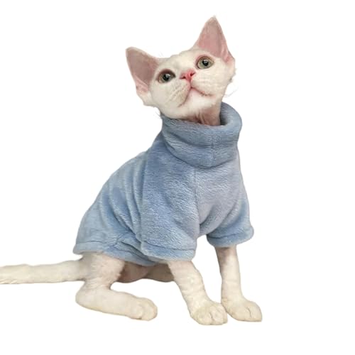 GAGALU Winter-Katzenkleidung, Rollkragenpullover, Mantel, Winter, warme Katzenkleidung, weicher flauschiger Pullover, Hemd, Haze Blue, Größe L von GAGALU