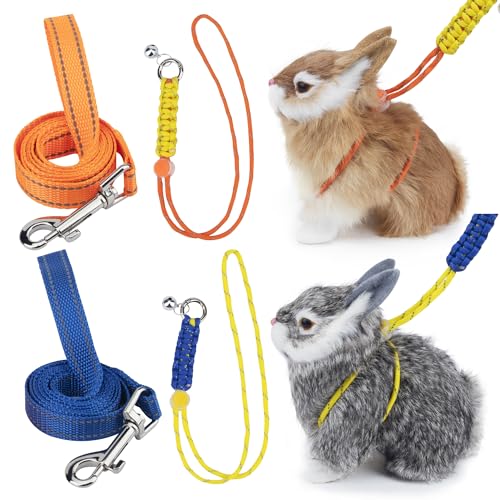 GAGILAND Geschirr und Leine mit reflektierendem Gurt und Glocke für Frettchen, Kaninchen, Bartagame, Meerschweinchen, Chinchilla und Hamster, Kleintiergeschirr, 2 Stück, Blau + Orange GAGILAND Geschirr und Leine mit reflektierendem Gurt und Glocke für Frettchen, Kaninchen, Bartagame, Meerschweinchen, Chinchilla und Hamster, Kleintiergeschirr, 2 Stück, Blau + Orange von GAGILAND