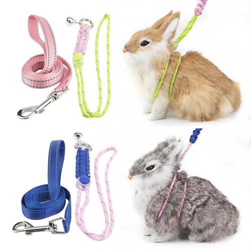 Gagiland Geschirr und Leine mit reflektierendem Gurt und Glocke für Frettchen, Kaninchen, Bartagame, Meerschweinchen, Chinchilla und Hamster, Kleintiergeschirr, 2 Stück Gagiland Geschirr und Leine mit reflektierendem Gurt und Glocke für Frettchen, Kaninchen, Bartagame, Meerschweinchen, Chinchilla und Hamster, Kleintiergeschirr, 2 Stück von GAGILAND
