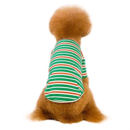Haustier Hund Kleidung Kleidung Bunte Streifen Pullover Katze Leicht Niedlich Cool Für Teddy Sommer (Color : Grün, Size : L) von GAGMXE
