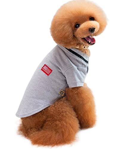 Haustier-Hunde-Hemd, Pullover-Polos, britische Flagge, Kleiner Hund, einfacher Stil, bequem, weich, für Bichon-Sommer (Color : Gray, Size : 2XL) von GAGMXE