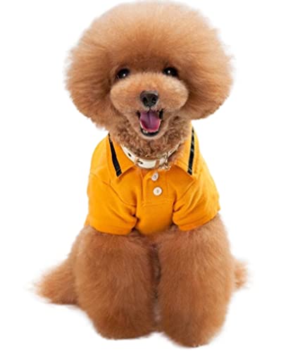 Haustier-Hunde-Hemd, Pullover-Polos, britische Flagge, Kleiner Hund, einfacher Stil, bequem, weich, für Bichon-Sommer (Color : Yellow, Size : L) von GAGMXE