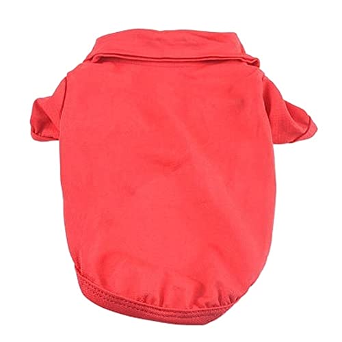 Haustier-Hundekleidung, kurzärmeliges leeres Poloshirt, einfarbig, Knopfpullover, Kleiner Hund, weich berührend, niedlich, lässig für Bichon, Herbst (Color : rot, Size : S) von GAGMXE